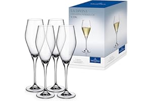 Villeroy & Boch - La Divina Bicchiere da Champagne, Spumante Set di 4 Trasparente, Lavabile in Lavastoviglie, Flutes Champagne Cristallo, Flute Prosecco, Set Bicchieri Champagne, Cristallo