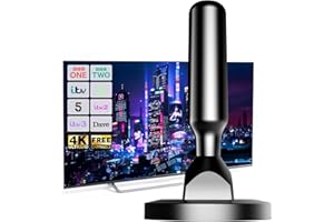 SZKALAK Indoor TV Aerial with Magnetic Base – Compact Digital HD Freeview Antenna for Smart TVs – Supports 4K 1080p – Ideal for Bedroom, Kitchen, or Caravan Use - 3m Coax Cable