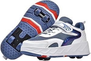 Mateju Kids Roller Skate Shoes for Boys Girls, Skateboarding Skates with 4-Wheels Parkour Shoes Unisex Retractable Skating Sneakers Shoes for Children's Park Sports Walking