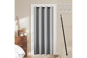 JCyh Tenda per Porta Termica Isolante Freddo e Caldo con Pomelli Magnetici, Tenda Oscurante Grigio Argento 132x200cm per Porta dell'Armadio e Porta dello Spogliatoio