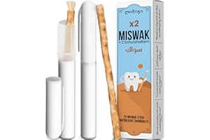 MODOGO Miswak - 2 Siwak Sticks with Protective Cases - Natural & Environmentally Friendly Toothbrush - 100% Biodegradable & Vegan
