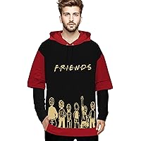 BLIVE Men's Loose Fit Printed Oversized T-Shirt |Hooded Neck Full Sleeve T-Shirt| Hip Hop Casual T-Shirt