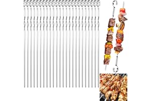 AOMAIGAD 24 Pezzi Spiedini per Barbecue, 30 cm Spiedini Acciaio Inox, Spiedini Acciaio Inox Barbecue, Spiedini Barbecue, Inox BBQ Kabob Spiedini in Acciaio, per Carne, Pollo, Pesce e Verdure