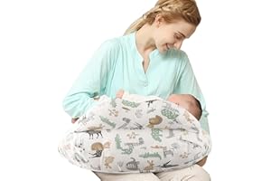 SHANNA Cojin Lactancia Bebe y Almohada Embarazada Dormir XXL Multifuncion Funda Cojin 100% Algodon Incluye Funda Extraíble y Lavable y Soporte de Correa de Cintura Ajustable (Animales del Bosque)