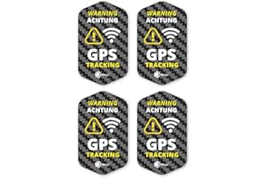 iSecur Set di 4 adesivi GPS Tracking I 3 x 5 cm I Warning GPS I adesivo esterno resistente alle intemperie I effetto carbonio I hin833