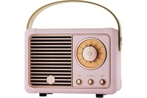 Caulikine Retro Bluetooth Speaker Portable Girls Birthday Presents Wireless Speaker Vintage for Women,Her,Girls,Teenage Gifts, Room Decor Portable for Travel Indoor&Outdoor (Pink)