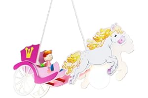 ‎ELOBRA Elobra Kinderlampe Deckenleuchte Pferdekutsche Prinzessin, Kinderzimmer, Holz, rosa, A++, 44 x 18 x 12 cm