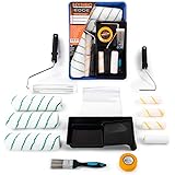 Hynec Verfrollerset M - Verfrollers voor Muren en Plafonds, Verfkussens, Verfbakje, Minirollen voor het Verven, Verfhulzen en