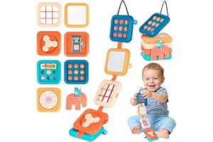 YELKOEYN Busy Board for 1 Year Old - Montessori Toys, 8 in 1 Travel Toys For Toddlers on Plane, Baby Activity Cube, My First Busy Book for 1 2 3 Year Old Boy Girl Birthday Gifts