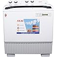AKAI 12kg Twin-Tub Semi-Automatic Washing Machine, Powerful Pulsator, Energy Efficient, Easy Wash Timer, Spin Timer, 89WX 53DX104H in Cms, White WMMA-X012TT