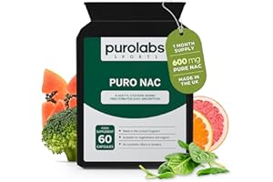 Purolabs NAC N-Acetyl-Cysteine 600mg Capsules - Amino Acid L-Cysteine - Antioxidant Glutathione for Respiratory Support - 60 Vegan Capsules - Made in The UK