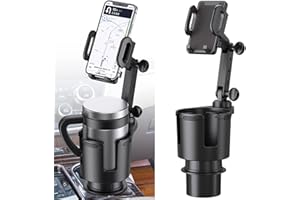 NATGIC Porte Gobelet de Boisson de Voiture, Base Réglable 360 ° Rotatif Porte Gobelet de Voiture Extender avec Support de Téléphone 2 en 1 Multifonction Porte Gobelet (Noir)