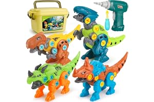 Oasisgalore Take Apart Dinosaur Toys for Kids, Educational Toys for Boys Girls Age 3 4 5 6 7 8, Take Apart Dinosaur Toys with Storage Box Electric Drill DIY Construction Build Set Educational STEM