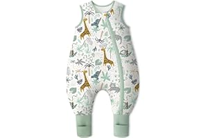 Yoofoss Saco de Dormir para Bébé con Pies Calcetines 2.5 TOG Algodón Todo el año Primavera Otoño Súper transpirable Dormir para Unisex 80 cm Niñas Niños 18-24 Meses