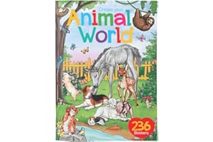 Depesche 11943 Create Your World-Livre de coloriage et d'autocollants avec 24 Motifs du Monde Animal à Coller, 10029841, Multicolore