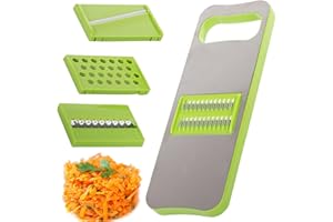 COOKRM Rallador De Verduras - Mandolina De Cocina Profesional - Cortador Picador Y Pelador Manual Multiusos Para Queso, Tomate, Calabacín, Patatas, Limón. Máquina Para Cortar, Accesorio Rayador Set 4 En 1