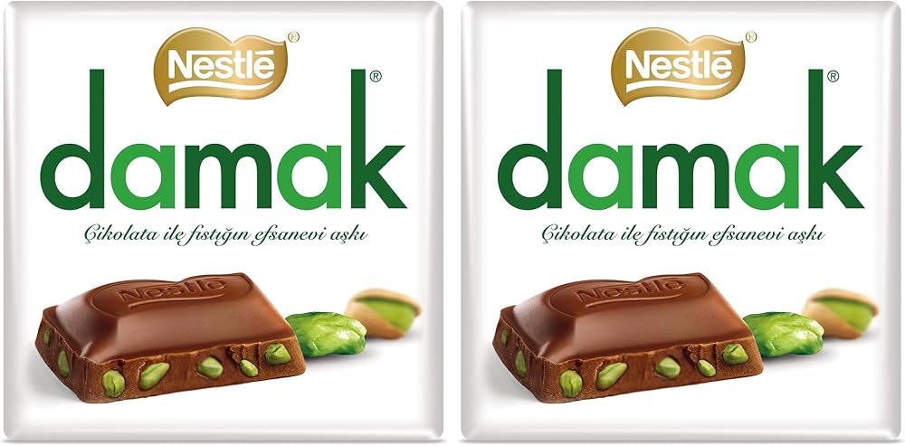 Nestlé Damak Antep Fıstıklı Sütlü Kare Çikolata 60 g, 1 Adet 2li paket