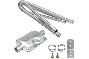 INDRNIF Auto Edelstahl Abgasschlauch Schalldämpfer Set Abgasschlauch für Stromerzeuger 200 CM mit Schalldämpfer 24 mm Auto Edelstahl Auspuffrohr mit 2 klammern Für Autos Luft Diesel Heizung