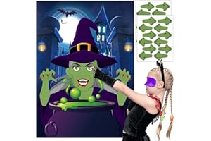 RMMD Halloween Party Games for Kids Pin The Nose on The Witch Halloween Pin The Tail Game With 24 Nose Stickers Halloween Party Games Activity Halloween Pin the Game Witch Poster