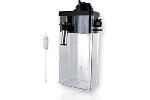 DEKAROX Jarra de leche con tapa + cepillo de limpieza para DeLonghi 5513296641 para cafetera automática ECAM 23 24 25 350 352