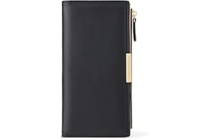 Botimmy Purses for Women,Slim Bifold Women's Wallet with Zipper Pocket Thin Card Holder Purse for Ladies,Black