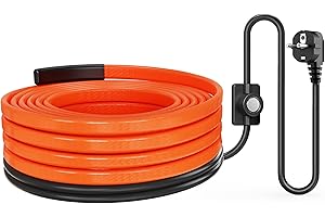 Suriwee Heizkabel mit Thermostat 15 W/m, selbstregulierendes Frostschutz-Heizband IP65 für Wasserleitungen, Dachrinnen und Tränken, 4m, Orange, UL- und ETL-zertifiziert