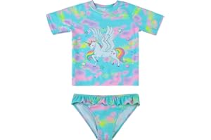 POWER FLOWER Maillot de Bain Filles 2 Pieces Bikini Maillot de Bain Maillots Deux Pièces Fille Ébouriffer pour Les Tout-Petits de 4 à 16 Ans