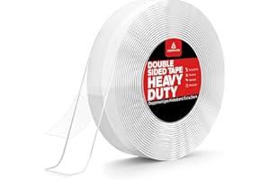 HOMMAND Taśma Dwustronna, Tasma Dwustronna Mocna, Klejąca Przezroczysta, Usuwalna Taśma Klejąca do Ściany/Dywan/Drewno 10M*2CM*1MM