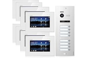 Balter EVO Video Türsprechanlage, Touchscreen, 7 Zoll Monitor, Türstation für, 8 Familienhaus Türklingel, 2-Draht Bus, 150° Weitwinkel-Kamera
