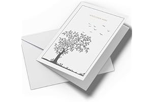 ‎BRIEFZAUBER Set 25x Trauer Danksagung | Klappkarten & Umschläge | Moderne Trauerkarten Danksagung, Trauerkarten Danksagung mit Innentext (Baum - 25 Stück)