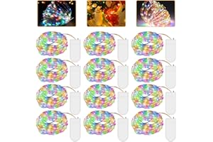 ‎VIVIBEL LED Lichterkette Batterie, 12 Stk 2M 20LED Micro Batterie-betrieben Kupfer Drahtlichterkette Bunt Weihnachtsbeleuchtung für Zimmer, Innen, Weihnachten, Außen, Party, Hochzeit, DIY