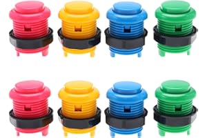 eMagTech 8 Stück Druckknopf Ersatztaste Kompatibel mit Arcade Maschinenspielen Mehrfarbige Videospiele Tasten Ersatzteil 4 Farben