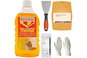 Wallpaper Remover Bundle with Bartoline Wallpaper Stripper Concentrate (500ML), Decorators Sponge, Scraper Tool, Dust Sheet With MK Retail Gloves