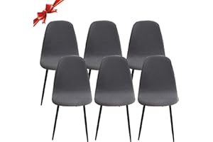 Jaotto Shell Chair Covers Set of 6,Stretch Shell Dining Chair Slipcovers,Jacquard Scandinavian Dining Chair Covers Washable Removable,Lounge Corner Chair Protector for Round Back Chair,Grey
