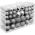 BAKAJI Confezione 100 Palline di Natale Diametro 3/4/6 cm Addobbi e Decorazioni per Albero di Natale (Argento)