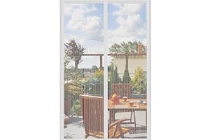 DIKER Magnetyczna moskitiera do drzwi okiennych 75 x 220 cm, moskitiery z magnesem do okien, magnetyczne moskitiery balkonowe, zamykane na słońce, białe