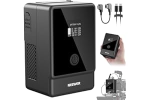 NEEWER Basics V Mount Akku PS099E, 6800mAh/99Wh Mini V Lock mit OLED Display, D Tap/Typ C Kabel, PD65W USB C Schnellladung, D Tap/BP/USB A/DC Ausgang für Videokamera Monitor Camcorder Filmproduktion