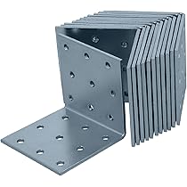 Set 10 Pezzi Angolari In Acciaio Zincato Per Edilizia | Dimensioni 60x60x40x2 Mm | Connettore Per Legno E Strutture Pesanti, Facile Da Montare - 10