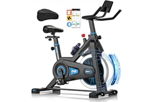 Bicicleta Estatica, Bici Estatica DMASUN Compatible con APP, Resistencia Magnética, Cojín de Asiento Cómodo, Ejercicio Silencioso, Capacidad 160 kg (Funda Sillin Bicicleta Estatica Incluida)