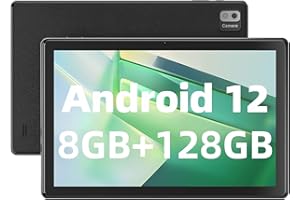 SGIN 10,1 Pouces Tablette Android 12, 8 Go de RAM 128 Go de ROM (256 Go Extensible), 1280 * 800 FHD IPS, Octa-Core Jusqu'à 1,6 GHz, 5MP+8MP Telecamera, Batterie 6000mAh, 2.4G / 5G WiFi