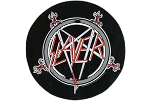 ROCK OFF Slayer Back Patch Pentagram Band Logo Official Circular Black 28 cm One Size