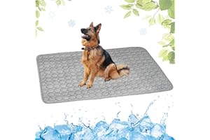 LEZUAN Cooling Mat for Dogs and Cat, Heat Relief Pet Cooling Mat for Crates, Kennels and Beds - Portable and Washable(Grey,70x100cm)