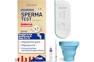 Accufast Test di spermatozoi per uomini – SP10 Test di fertilità per uomini – Test di spermatozoi per la casa – Concentrazione di sperma con linee T1/T2: oligospermia pesante, oligospermia, normale |