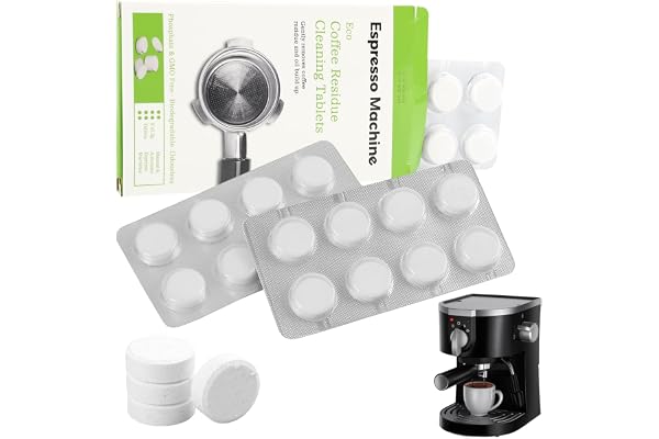 16-pack x 1,5 g rengöringstabletter för Sage & Breville helautomatiska espresso- och kaffemaskiner – grundlig rengöring för innerdelar, skärmbärare; kompatibel med avkalkningsmedel, kraftfull och