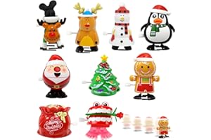 TOGETDREAM 9 Pcs Christmas Wind Up Toy, Funny Jumping Xmas Gift Walking Clockwork Toys Christmas Stocking Stuffers Walking Wind-up Spring Toy Novelty Clockwork Toys for Kids Party Bag Fillers Blocks