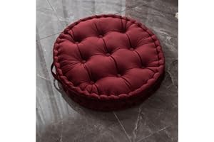 TAGKOMA Round Floor Cushion Solid Color Dutch Velvet Big Floor Pillow For Adults Living Room Bedroom Classroom Outdoor Yoga Meditation Large Floor Cushion,red,60cm
