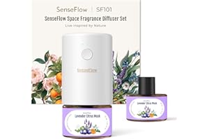 ‎SENSEFLOW SenseFlow Aroma Diffuser for Essential Oils SF101, Waterless Ultrasonic Fragrance Plug Room Fragrance, 100% Vegetable Air Freshener, 120-Day Aroma for Home - up to 100 m² - Lavender Citrus Musk