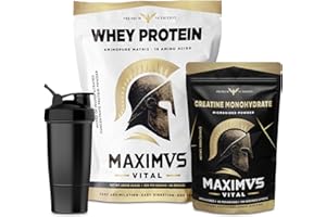 Proteinas Whey MAXIMUS VITAL 2kg Chocolate Cookies + Creatina 300g + Shaker de Regalo | Pack Todo en Uno +2 Meses Entrenamiento | Energía, Rendimiento, Recuperación | Cremosa y Deliciosa