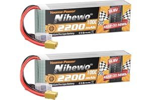Nihewo 4S Lipo Battery 14.8 V 2200 mAh RC Battery Soft Case 100C with XT60 Connector for FPV Drone RC Quadcopter Helicopter Aeroplane Car Truck Boat RC Models (Pack of 2)