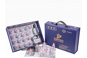 HANSOL MEDICAL Hansol Ensemble de ventouses professionnelles avec poignée de pompage 17 tasses et manuel en anglais (fabriqué en Corée)